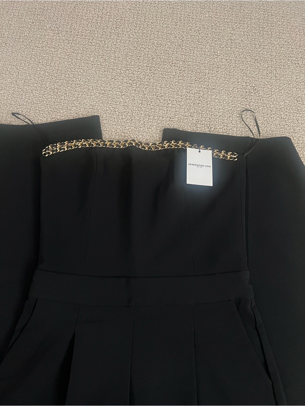 Generation Love Black Jumpsuit with Gold Chain Top Accent Strapless NWT - Picture 8 of 10